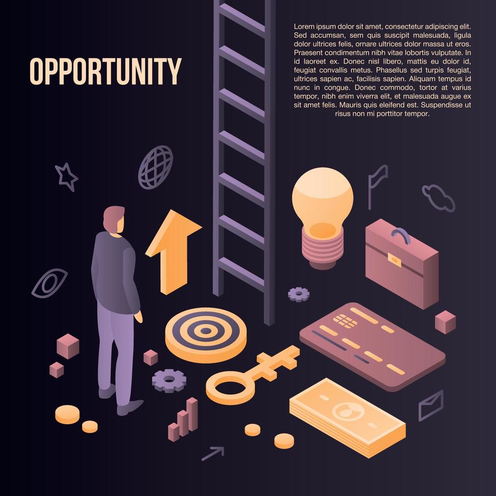 Opportunity business concept background, isometric style vector