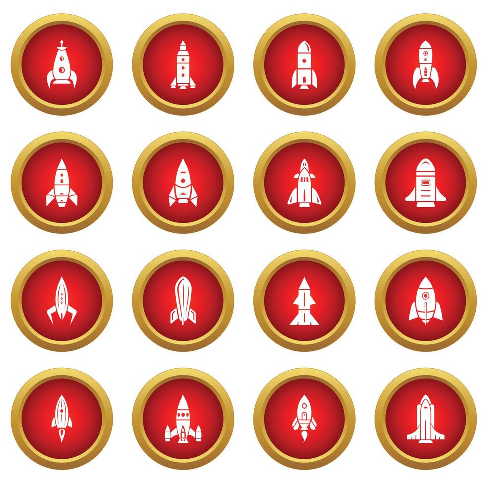 Rocket icons set, simple style vector