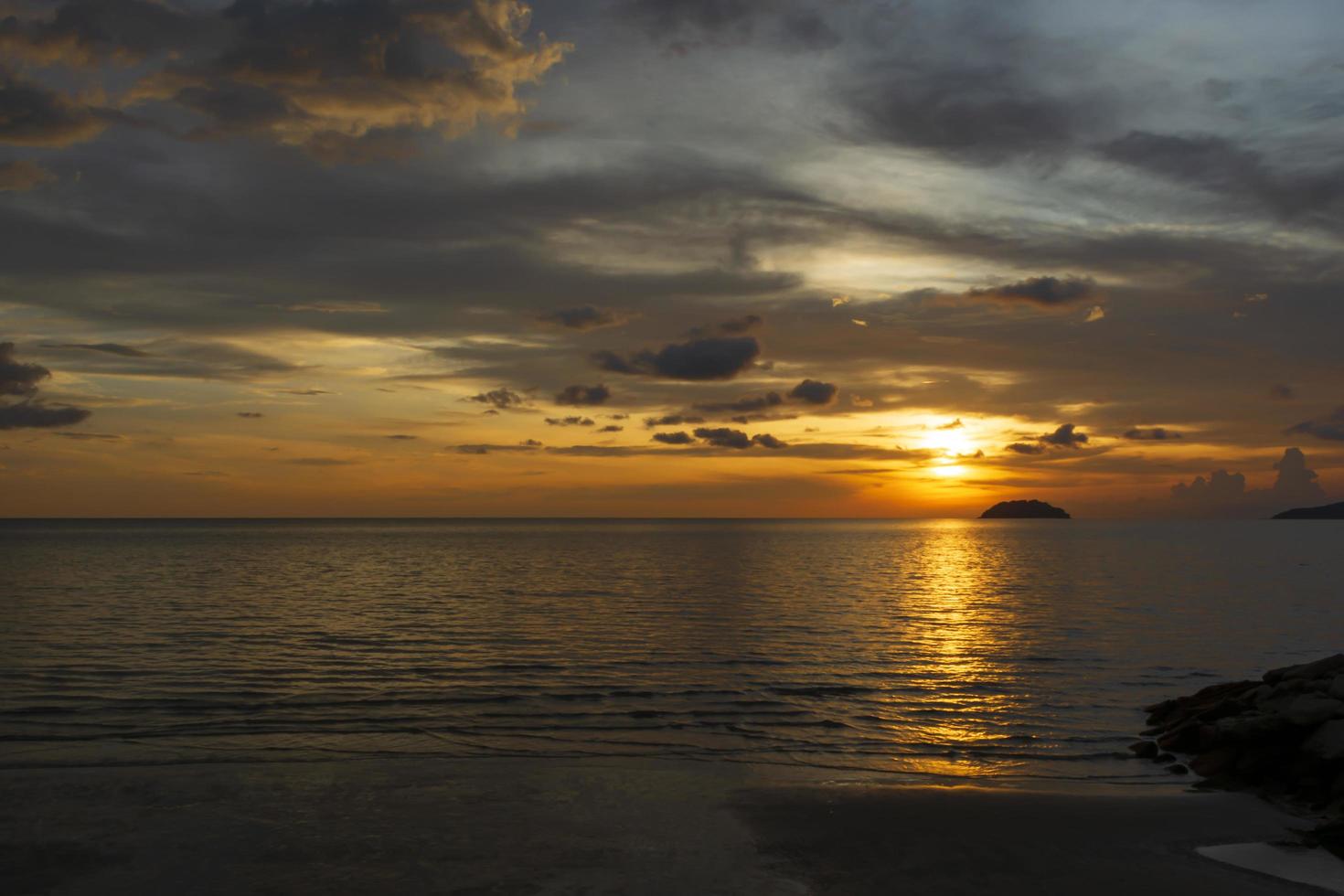 Sunset At The Beach, Tanjung Aru Beach, Kota Kinabalu, Borneo,Sabah, Malaysia photo