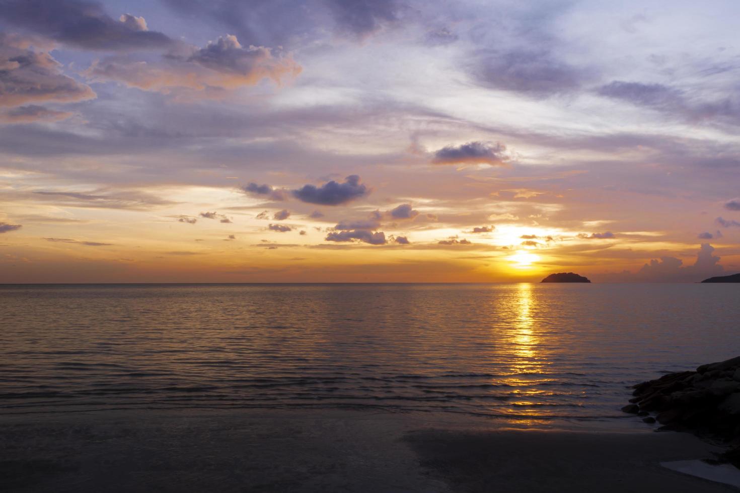 Sunset At The Beach, Tanjung Aru Beach, Kota Kinabalu, Borneo,Sabah, Malaysia photo