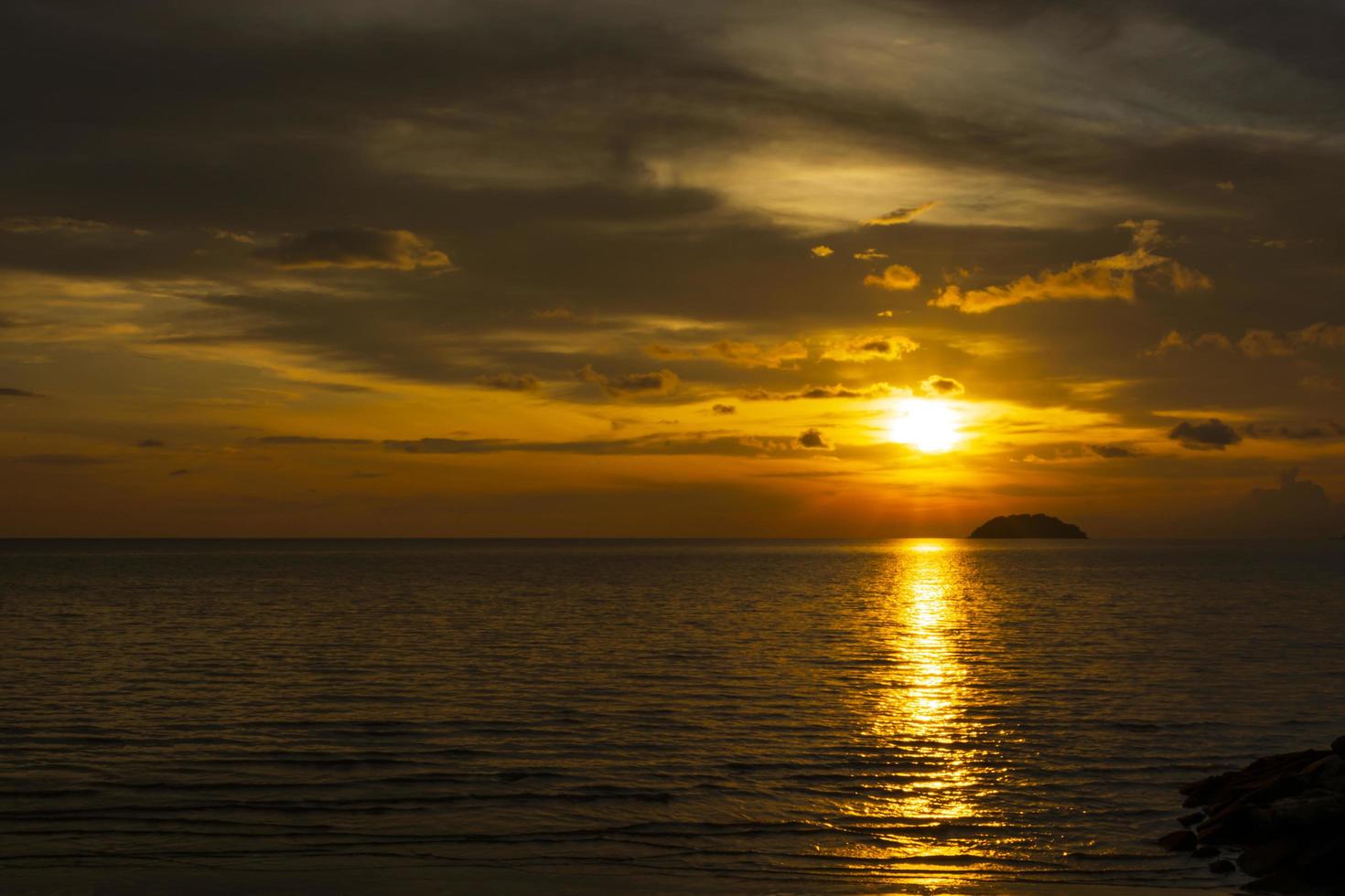 Beautiful Sunset At The Beach, Tanjung Aru Beach, Kota Kinabalu, Sabah, Malaysia photo