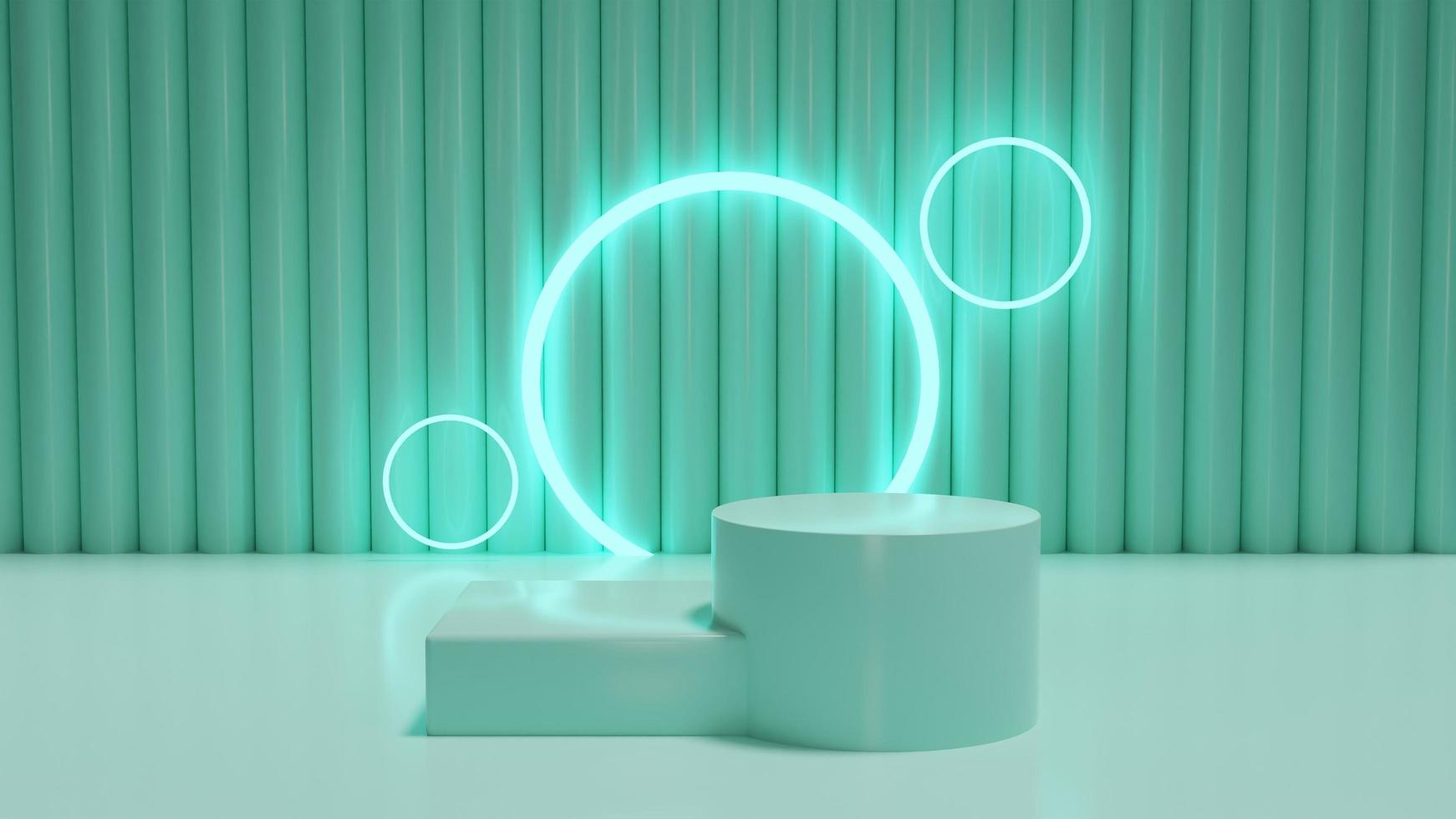3D product podium with neon lights. For product promotion presentation photo