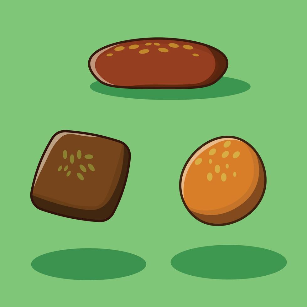 bread with sesame  icon pack vector set