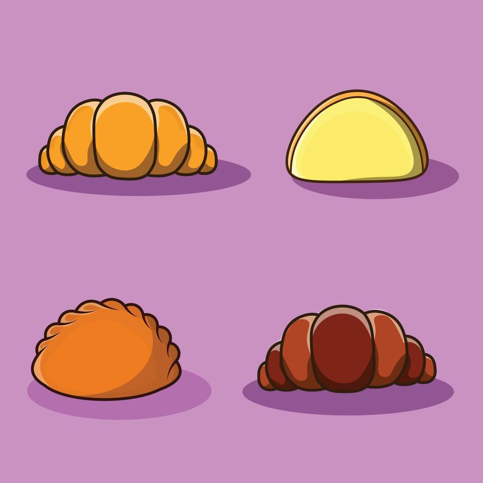 semi circle bread  icon pack vector set