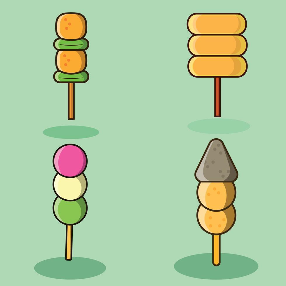 japanese satay icon pack vector set