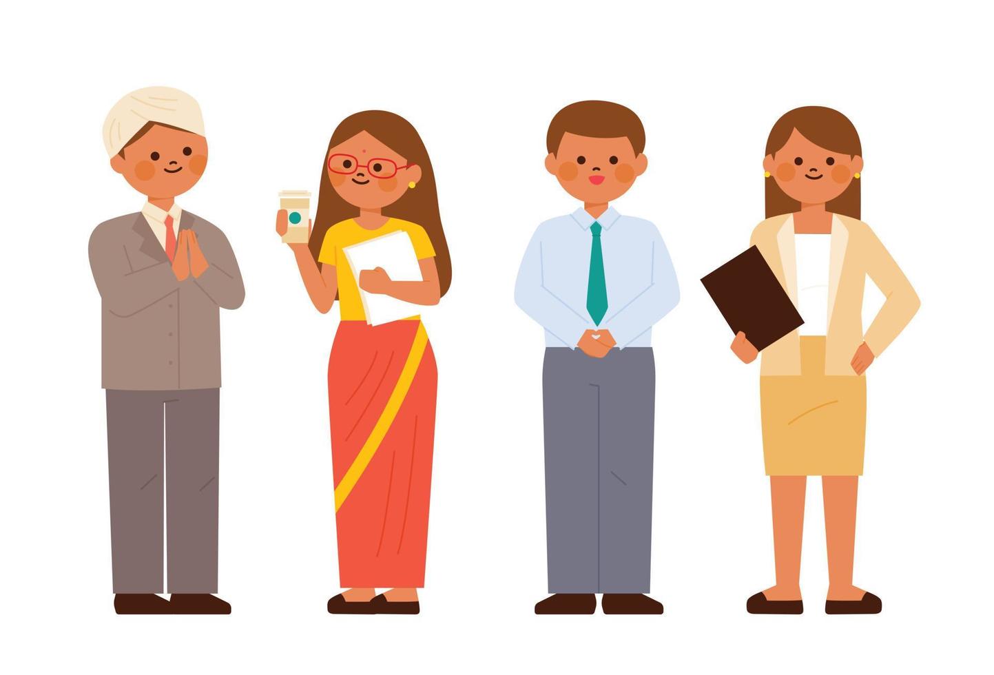 Asian business characters in various fashion styles. flat design style vector illustration.