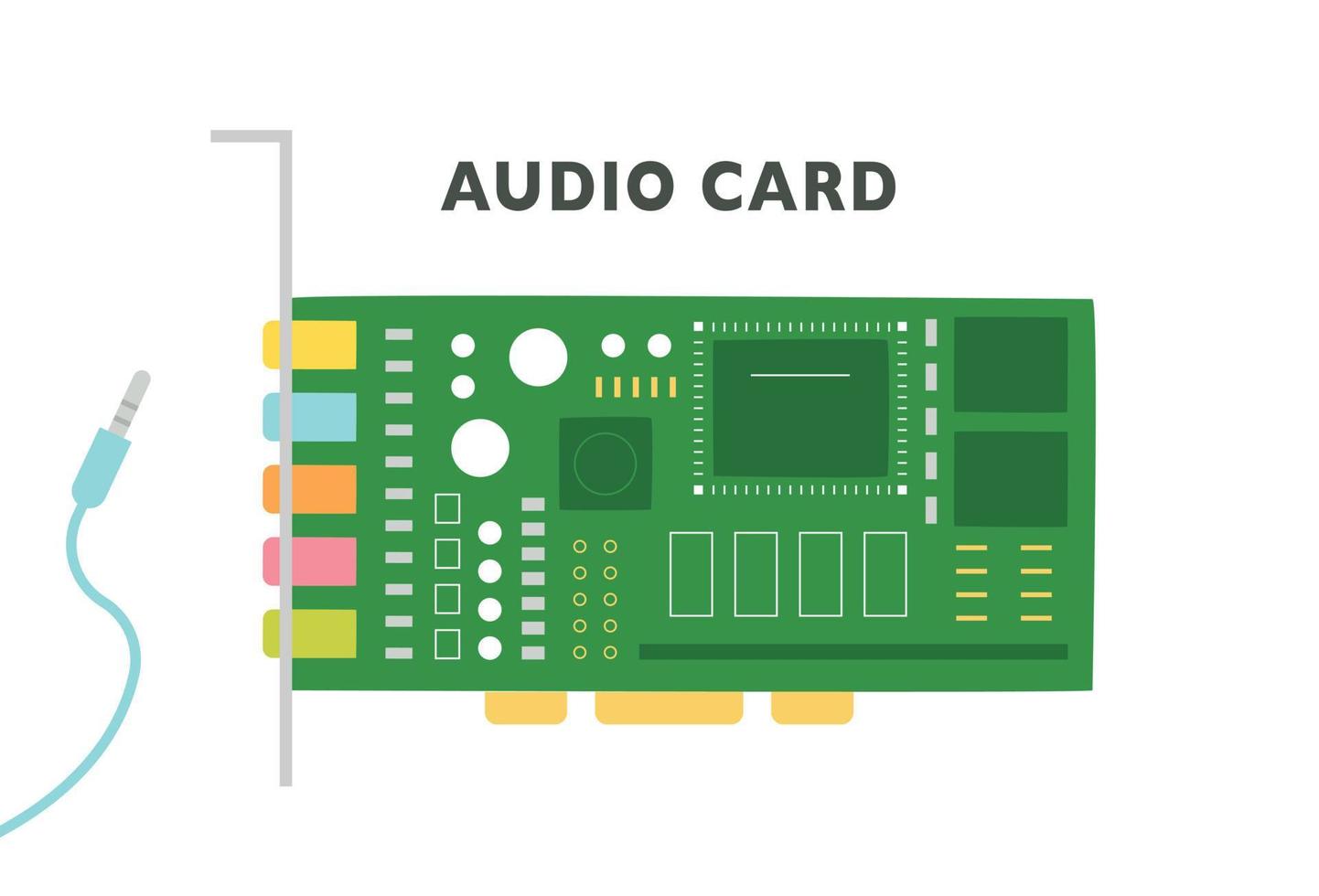 Partes de una computadora. tarjeta de sonido. ilustración vectorial de estilo de diseño plano. vector