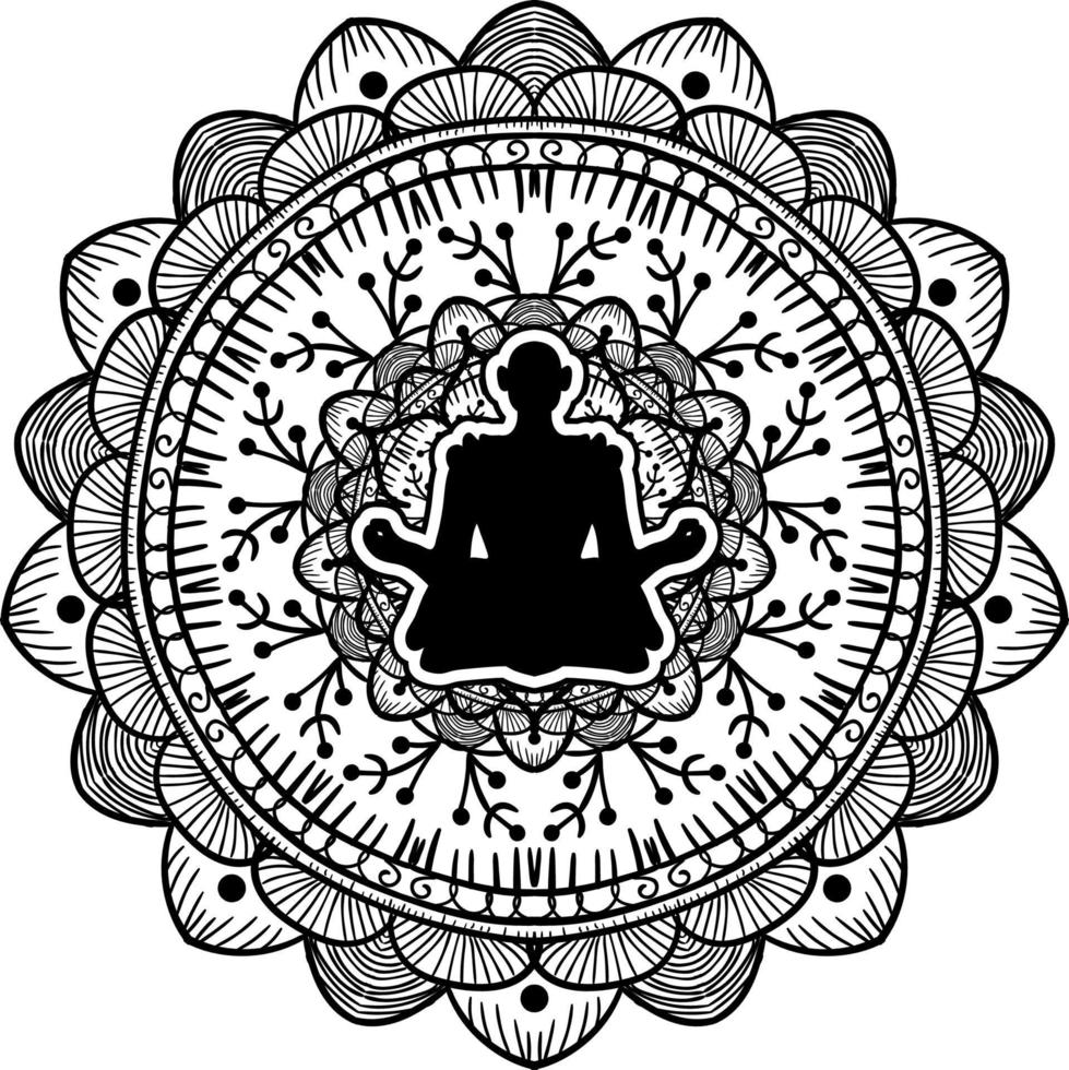 Yogi sitting in lotus pose black silhouette vector