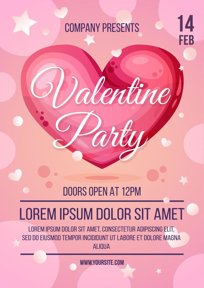 Valentines Day party invitation poster template vector