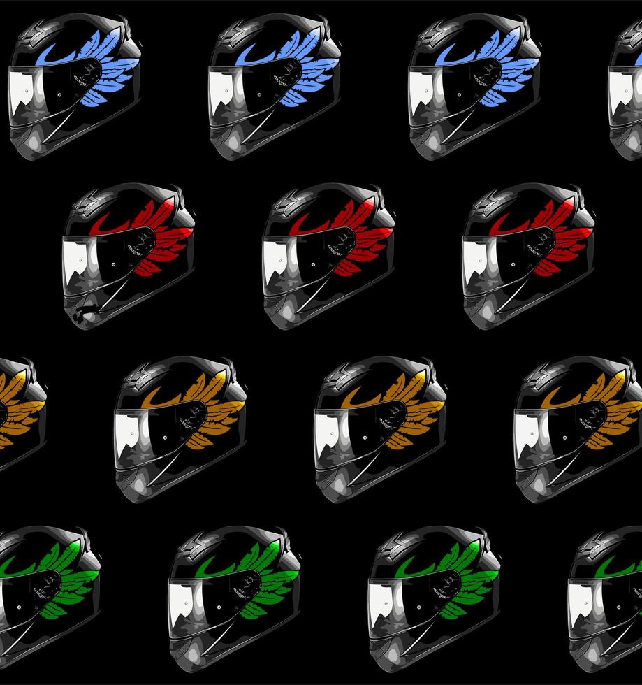 patrón de casco negro fresco vector