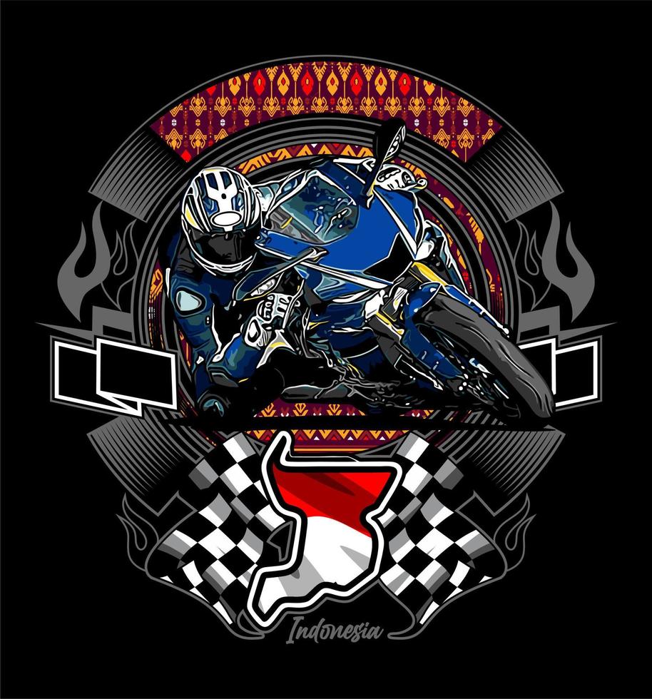 sport motorcycles and racing flag vector