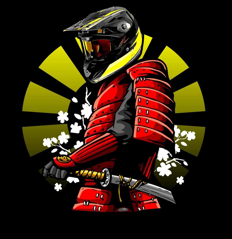 a samurai wearing a helmet vector