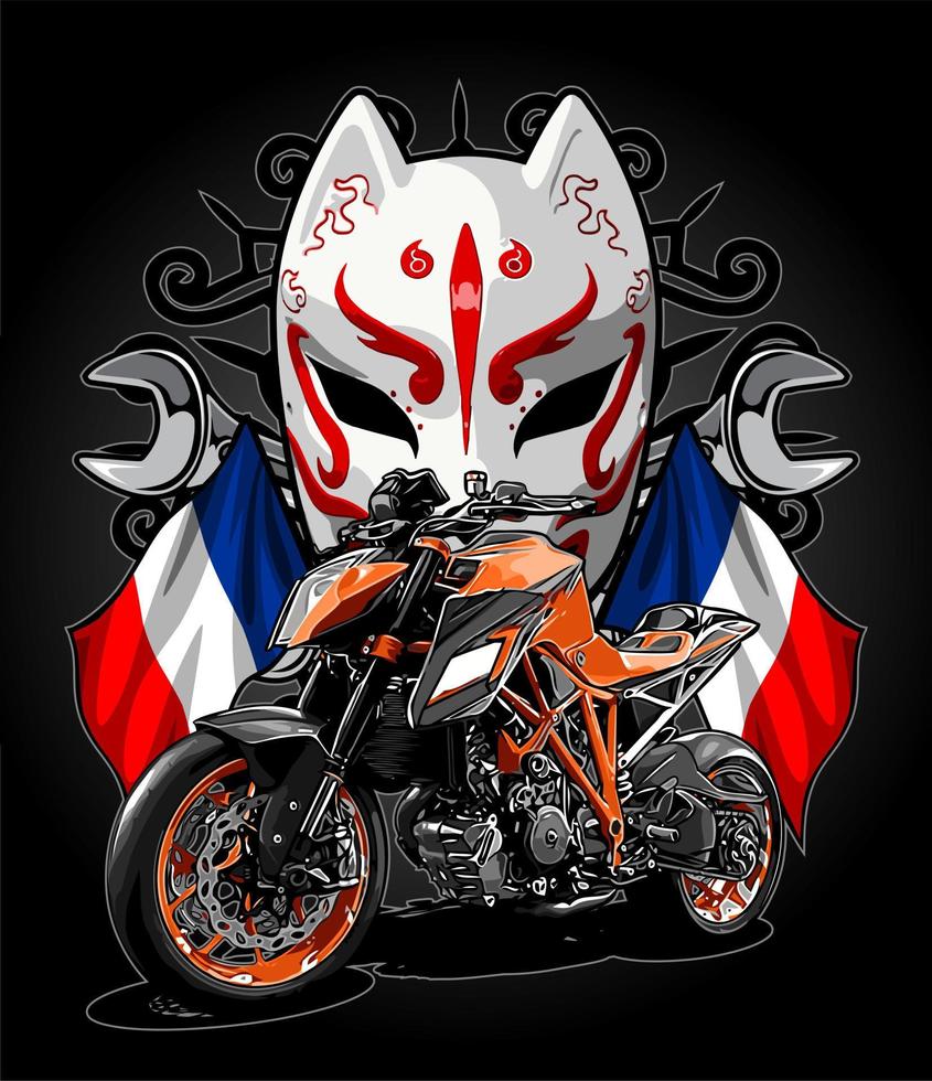 motocicletas en la bandera francesa vector