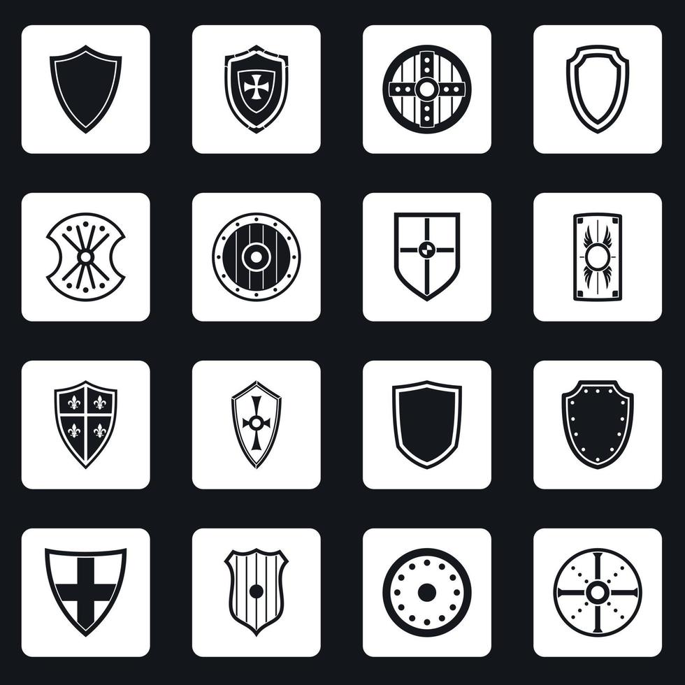 escudo marcos iconos conjunto cuadrados vector