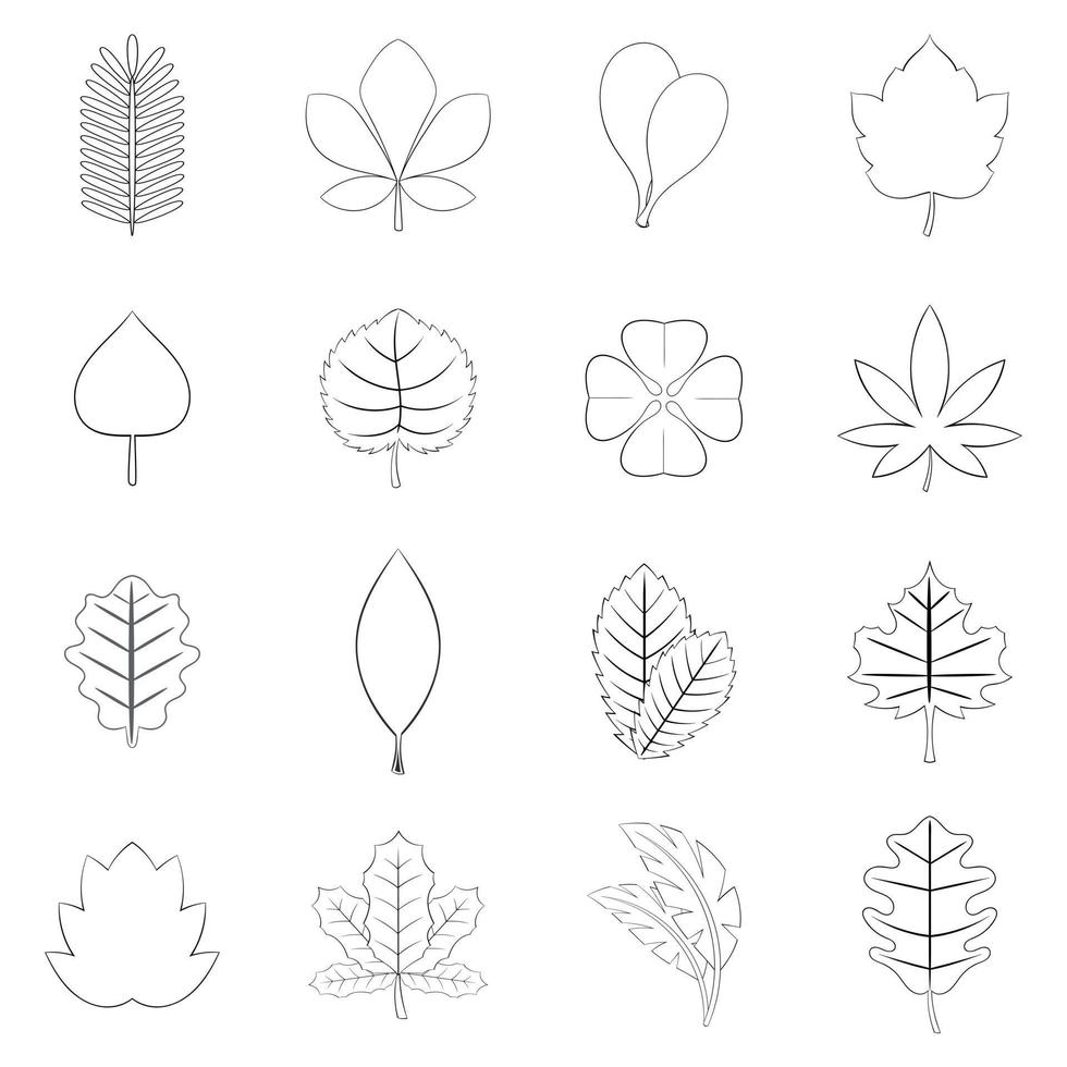 Different leafs icon set outline vector