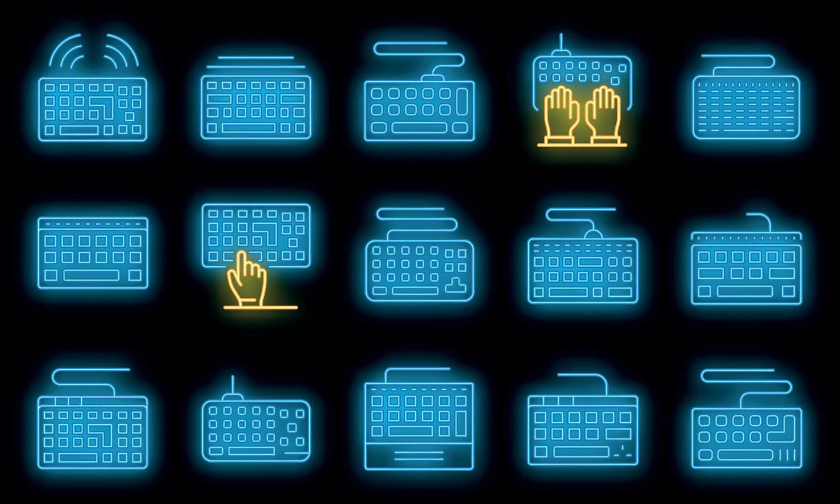 Keyboard icons set vector neon