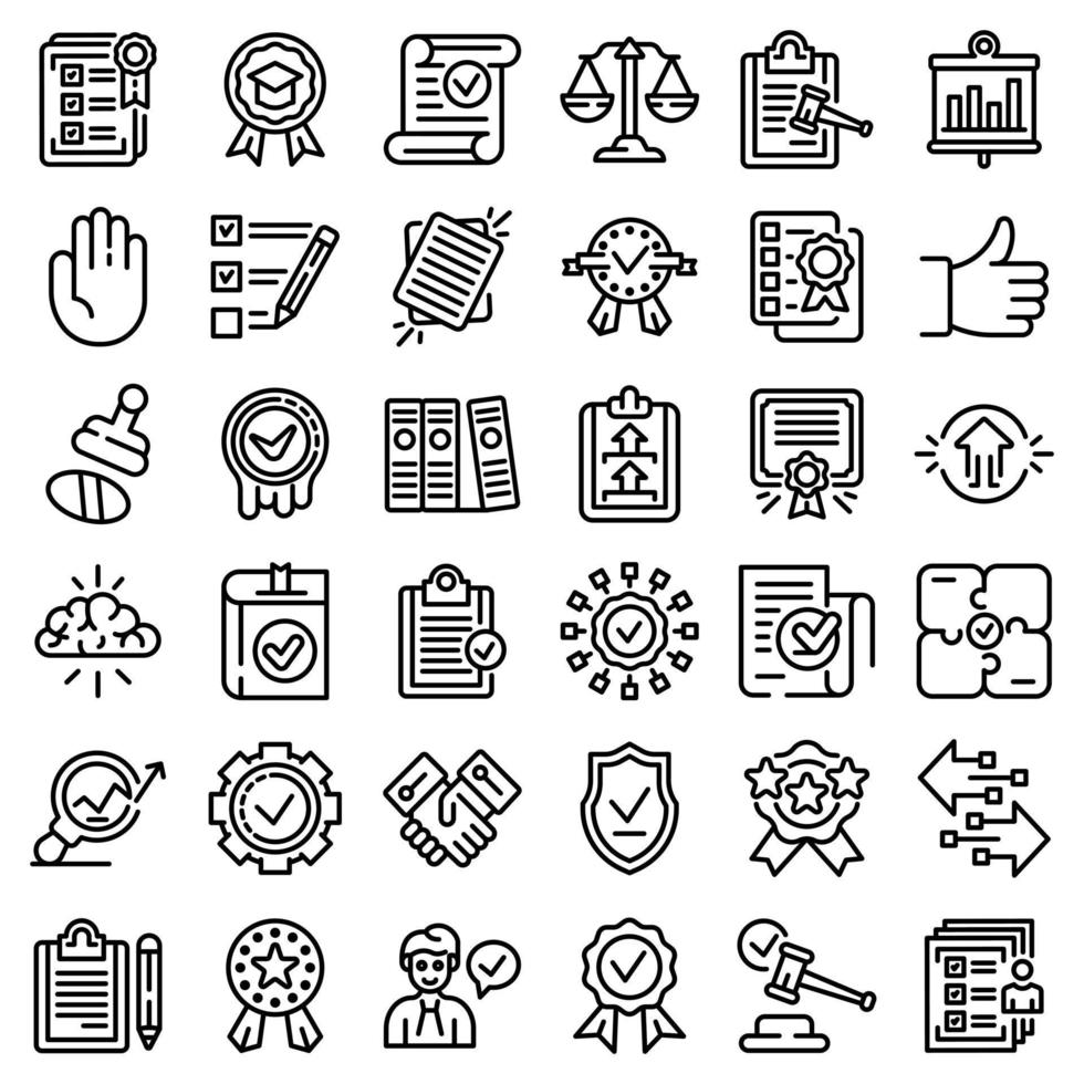 Standard icons set, outline style vector