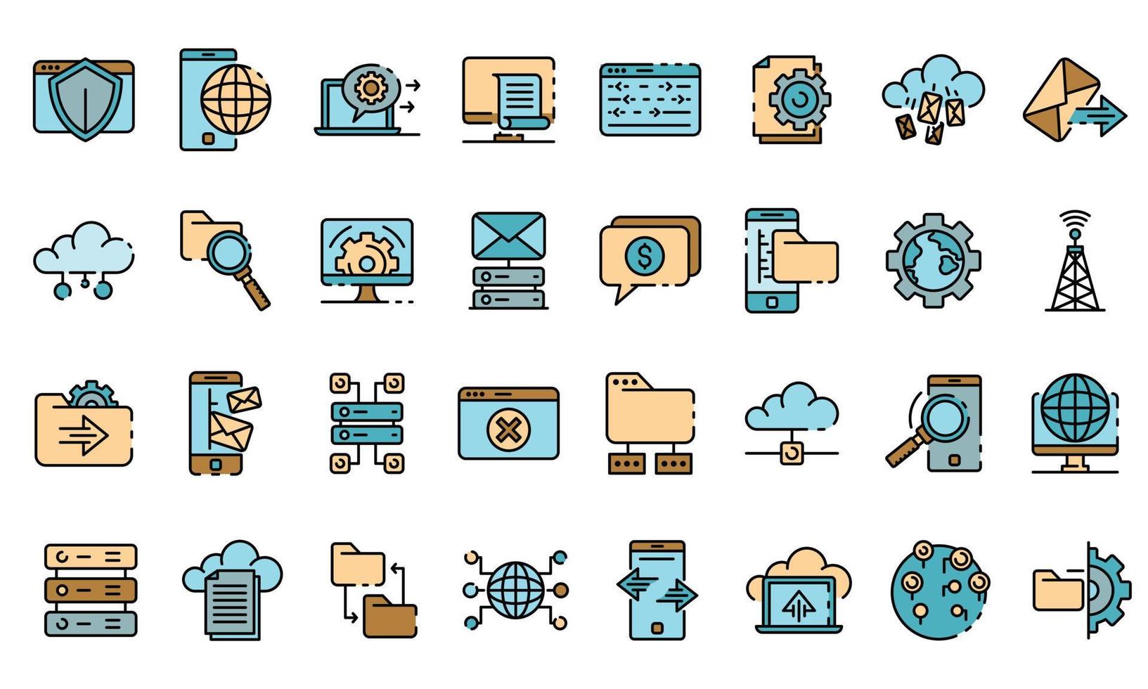 Hosting icons vector flat