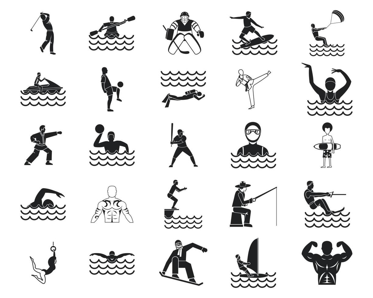 conjunto de iconos de deportista, estilo simple vector