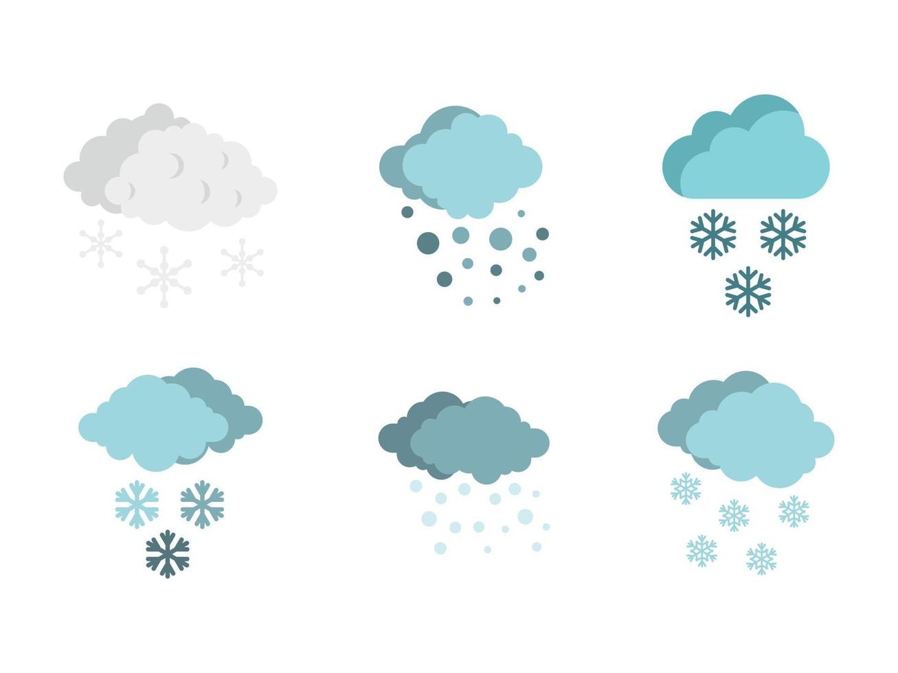 conjunto de iconos de nube de nieve, estilo plano vector