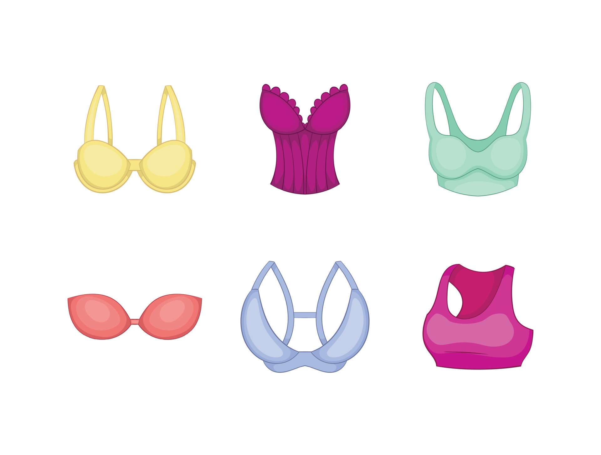 Bra icon set, cartoon style 8674121 Vector Art at Vecteezy