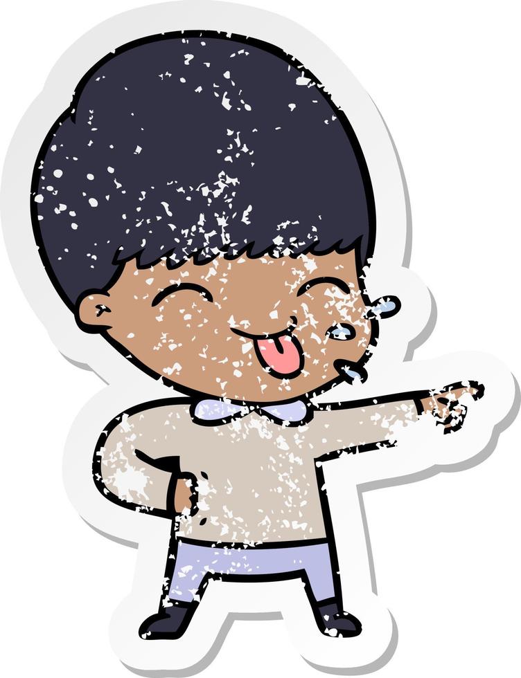 distressed sticker of a cartoon boy sticking out tongue 8674140 Vector Art  at Vecteezy