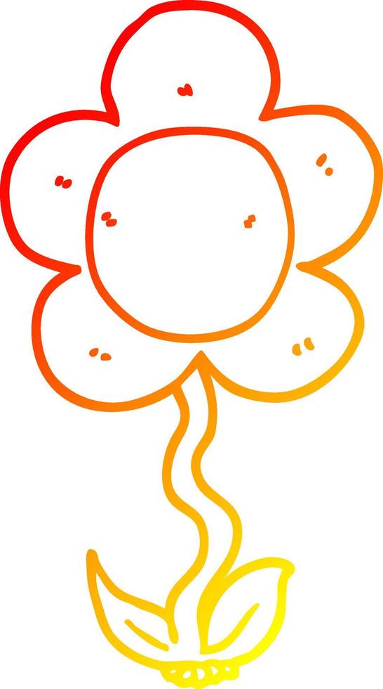 warm gradient line drawing cartoon flower vector