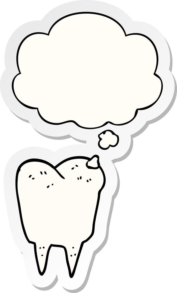 cartoon tooth and thought bubble as a printed sticker vector