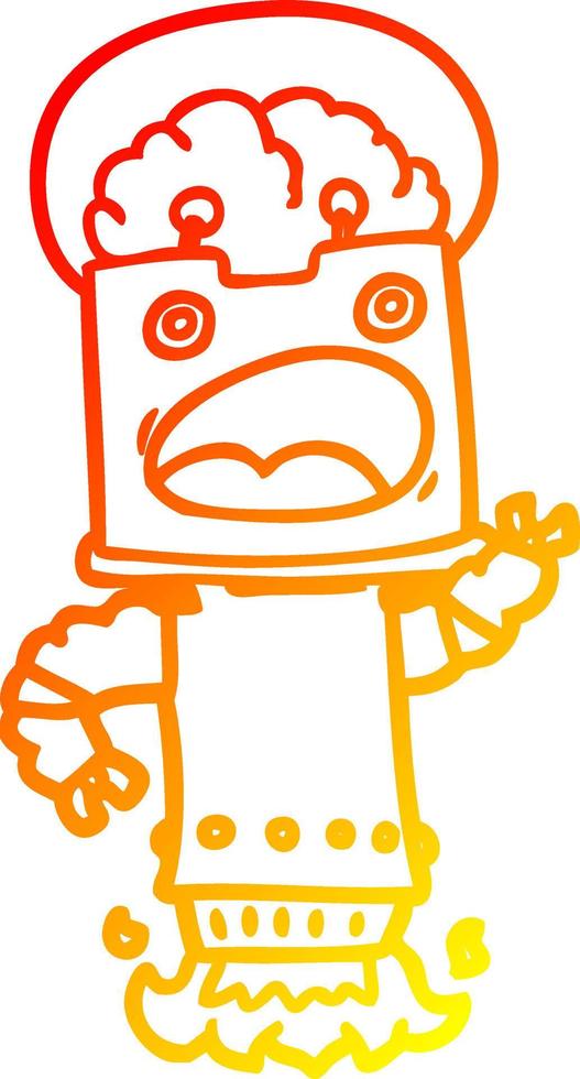 warm gradient line drawing cartoon robot vector