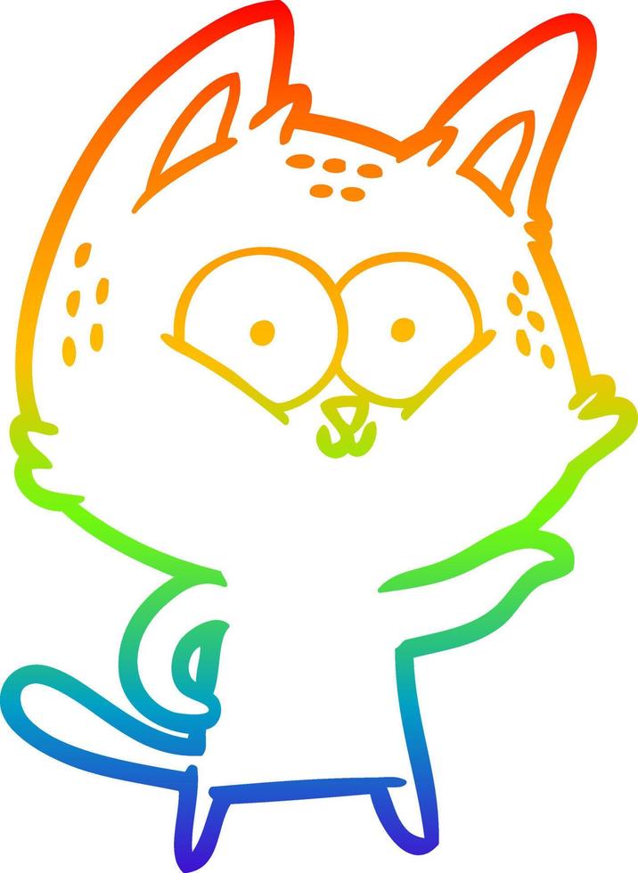 rainbow gradient line drawing cartoon cat vector