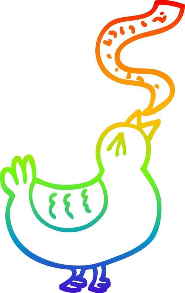 rainbow gradient line drawing cartoon song bird vector