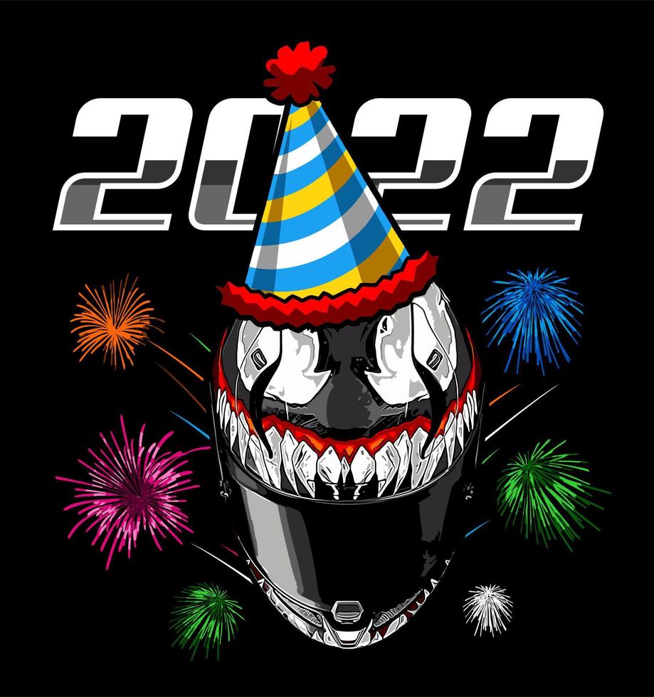 sombrero de casco en la celebración del año nuevo 2022 vector