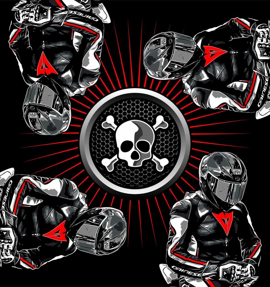 skull surrounded by several rider vector