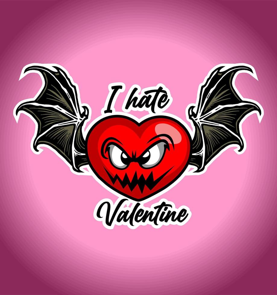 bat-winged red heart vector