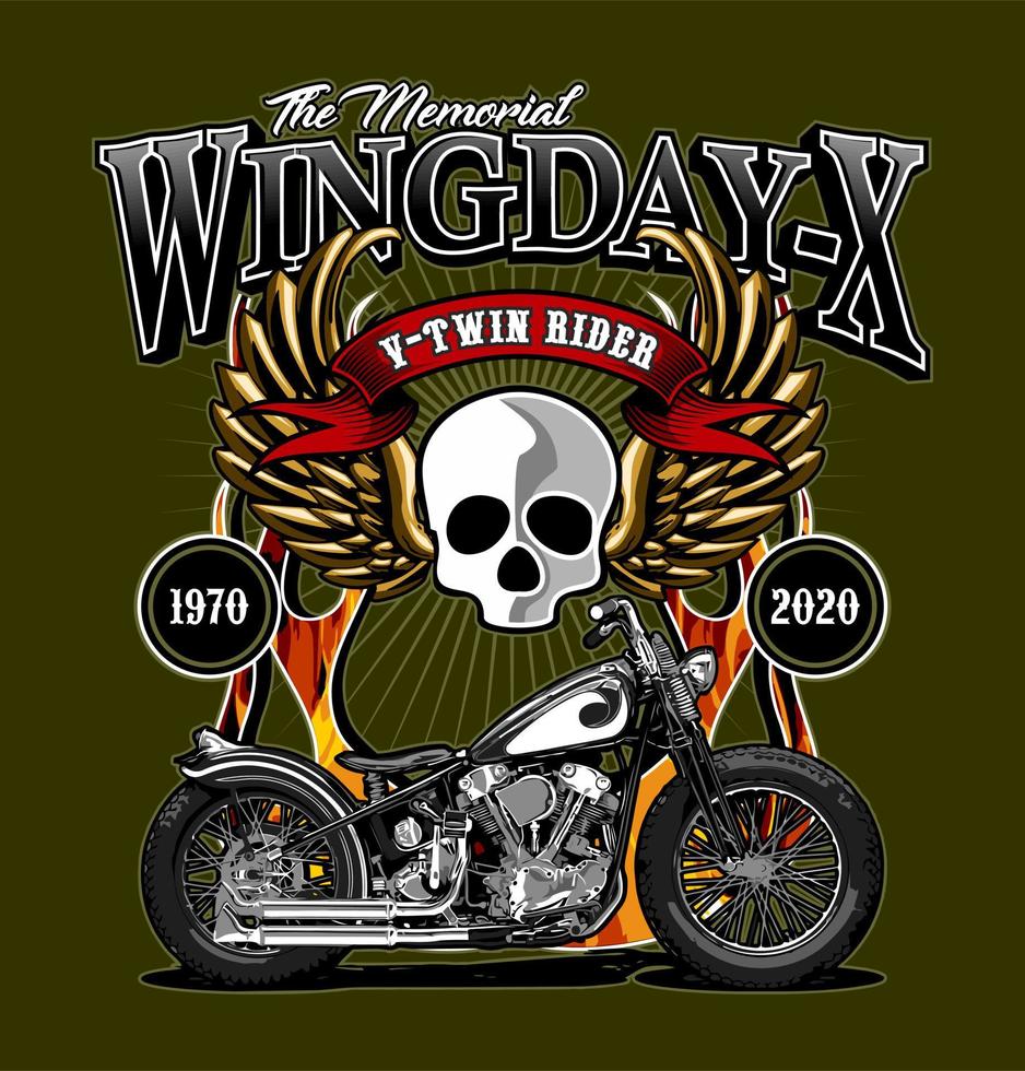 classic motorbike and pin wing vector