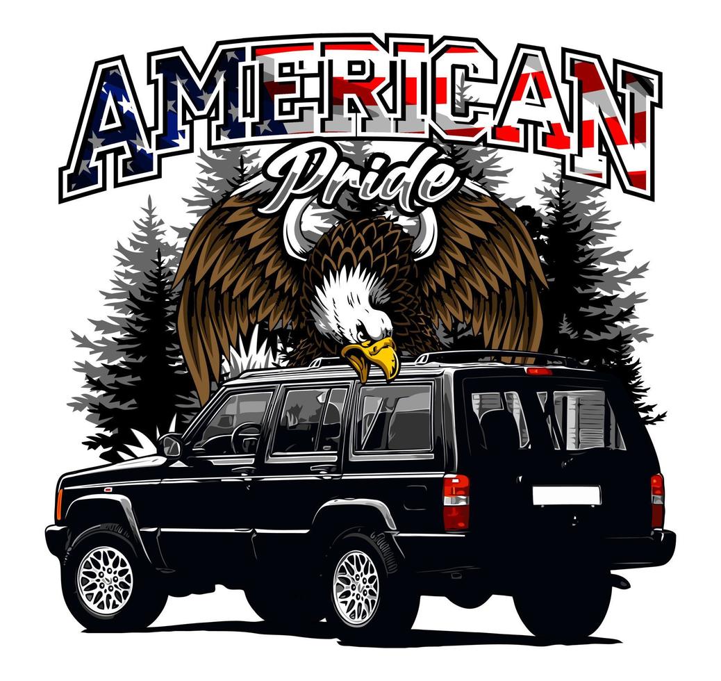 black suv and eagle vector