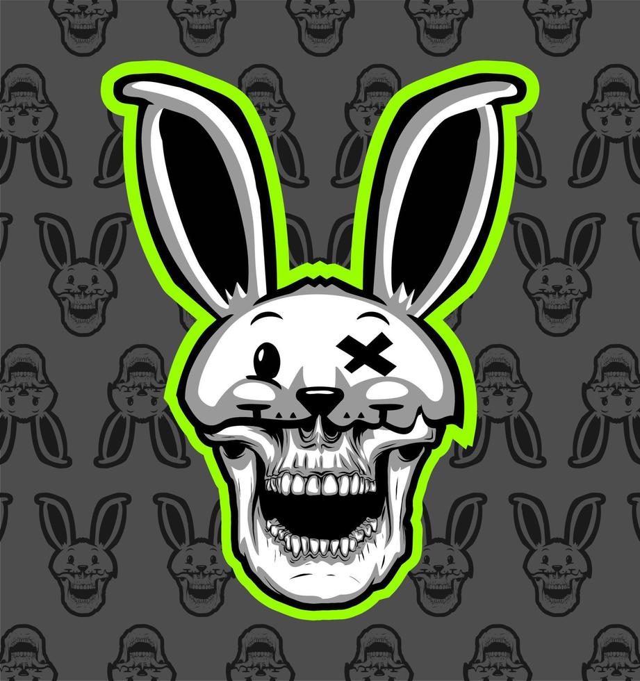 skull disguised as a bunny doll vector