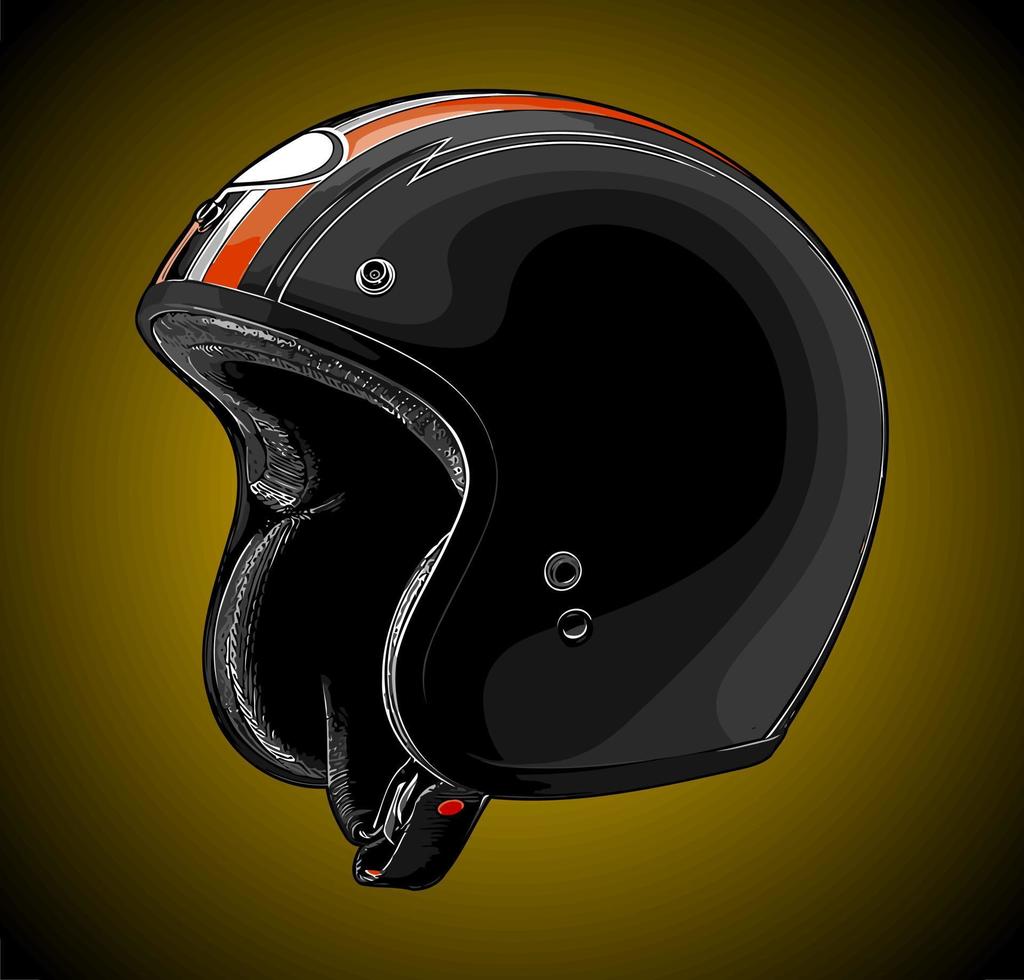 retro helmet half face black vector