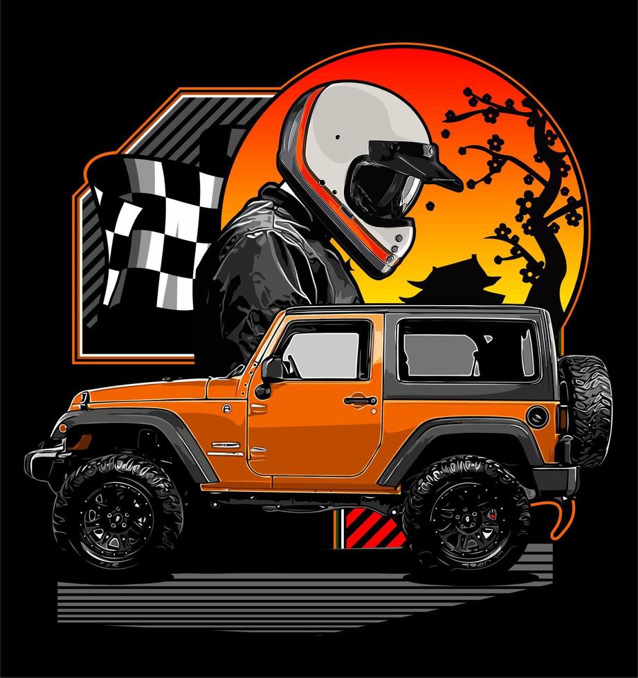 suv and rider vector