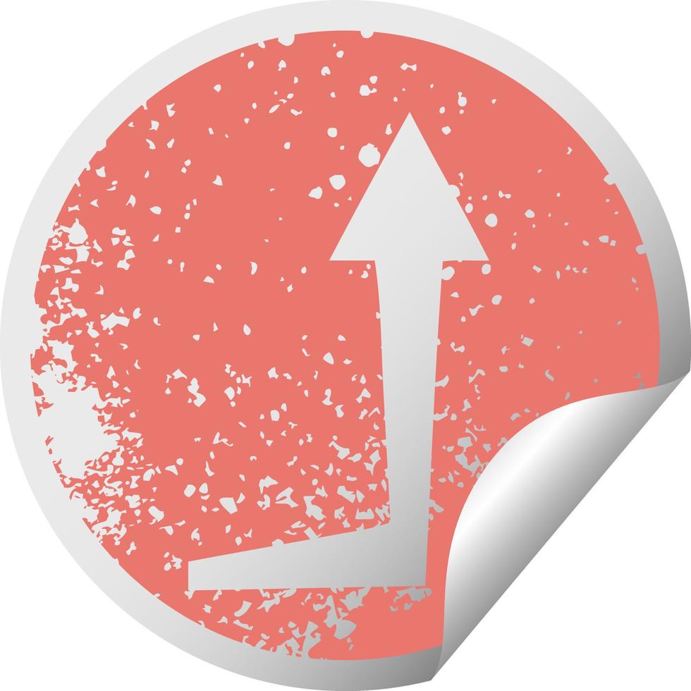 quirky distressed circular peeling sticker symbol arrow vector