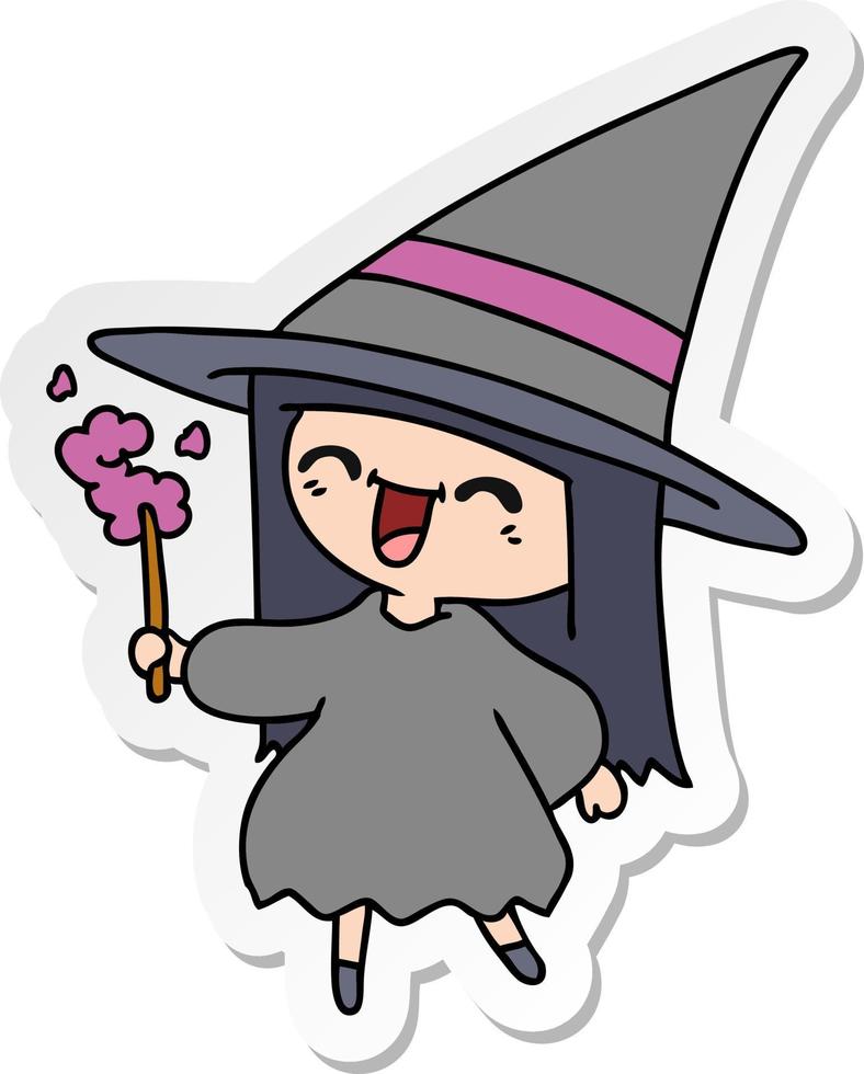 sticker cartoon of cute kawaii witch vector