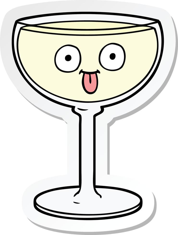 sticker of a cartoon glass of wine vector