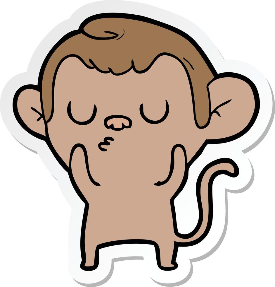 sticker of a cartoon monkey vector