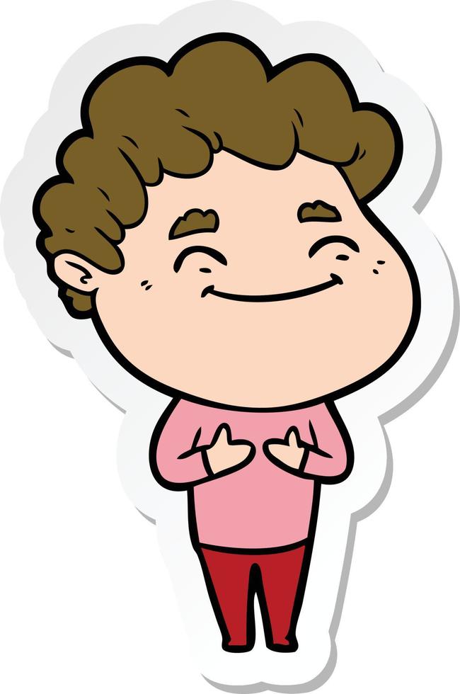 sticker of a cartoon friendly man vector