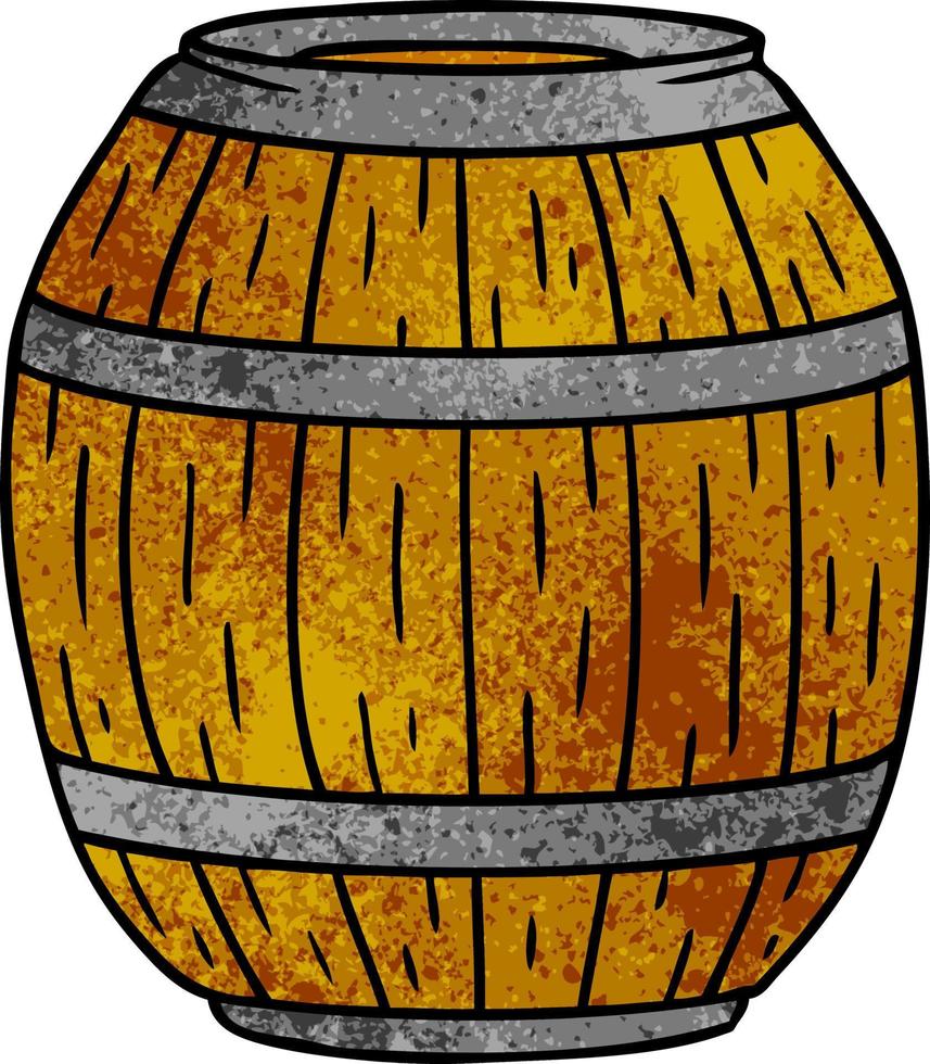 textured cartoon doodle of a wooden barrel vector