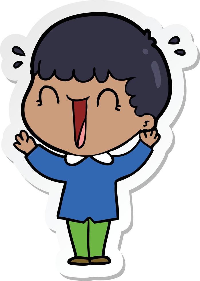 sticker of a laughing cartoon man vector