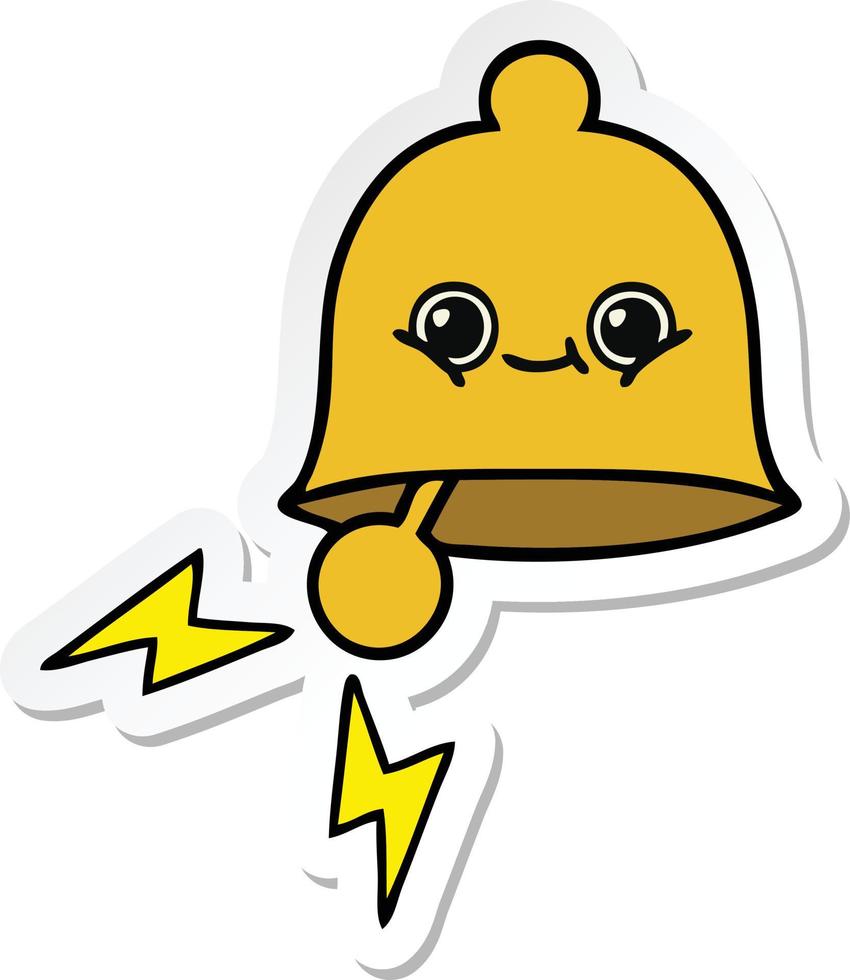 sticker of a cute cartoon ringing bell vector