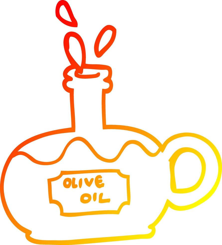 warm gradient line drawing cartoon bottle of oilve oil vector