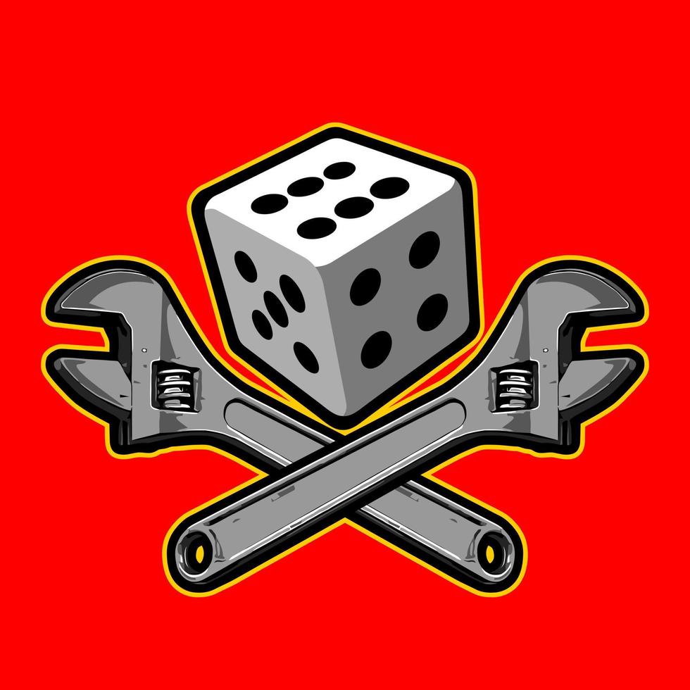 wrench and dice vector