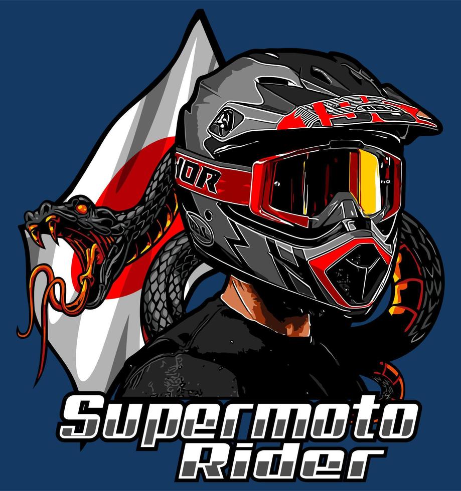 supermoto rider with japan flag vector